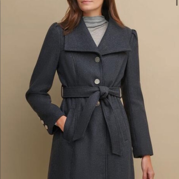 Guess Funnel Collar Wool Trench Coat - Picture 5 of 10